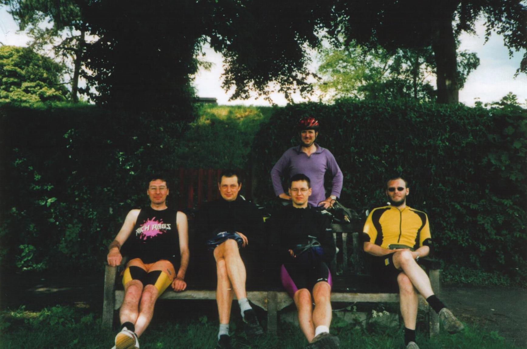 The happy cyclists seated just outside Malton.
